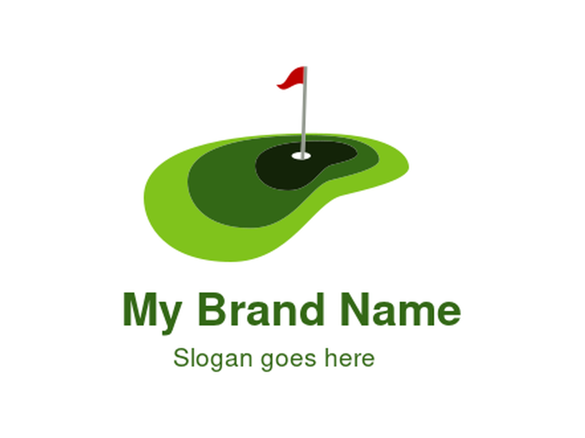Minimalist Golf Green with Red Flag and Hole Logo - Golf Courses, Sports Clubs, Equipment, and Leisure Activities